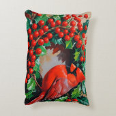 Red Cardinal with Wreath アクセントクッション (裏面(縦))