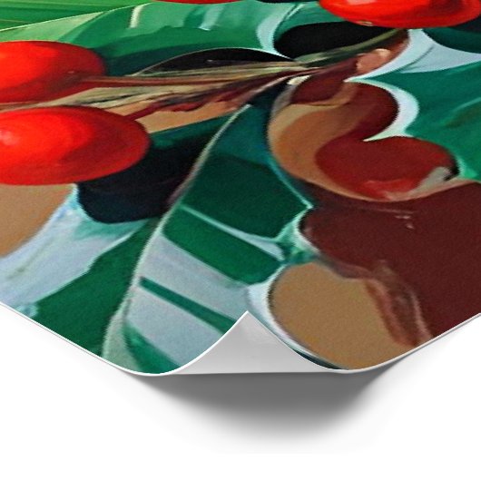 Red Cardinal with Wreath ポスター (角)