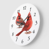 red cardinals Wall Clock ラージ壁時計 (傾斜)