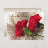 Red Carnations日付の保存 案内ポストカード (正面/裏面)