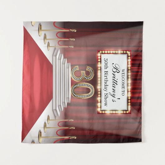 Red Carpet 30th Birthday Show Backdrop banner タペストリー (正面(横))