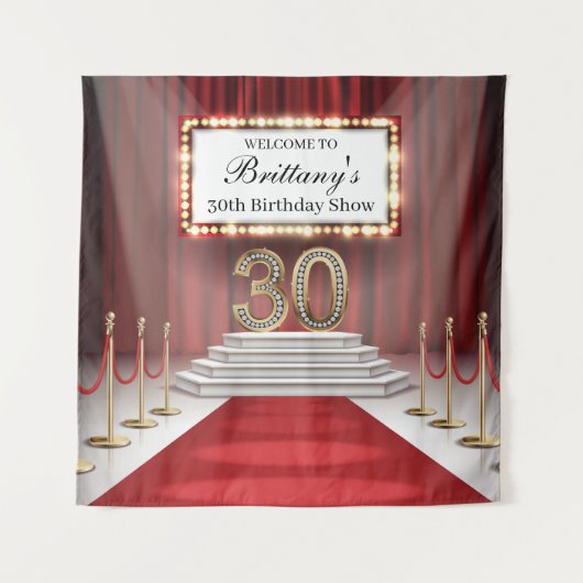 Red Carpet 30th Birthday Show Backdrop banner タペストリー (正面)