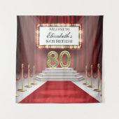 Red Carpet 80th Birthday Backdrop banner タペストリー (正面)