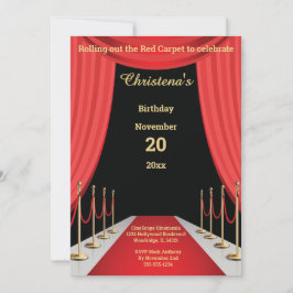 Red Carpet Movie Theme Birthday 招待状