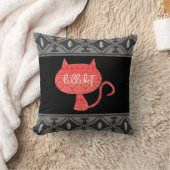 Red Cat | Grey and Black Native American Pattern クッション (ブランケット)
