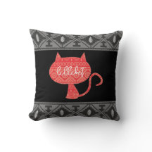 Red Cat | Grey and Black Native American Pattern