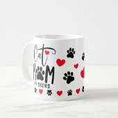Red Cat Mom Pawprintペットパーソナライズされた写真 コーヒーマグカップ (正面左)