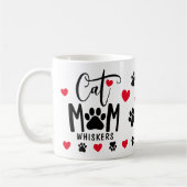 Red Cat Mom Pawprintペットパーソナライズされた写真 コーヒーマグカップ (左)