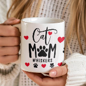 Red Cat Mom Pawprintペットパーソナライズされた写真 コーヒーマグカップ