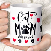 Red Cat Mom Pawprintペットパーソナライズされた写真 コーヒーマグカップ