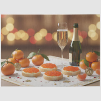 Red Caviar, Champagne, Tangerines, Festive Dinner 薄葉紙