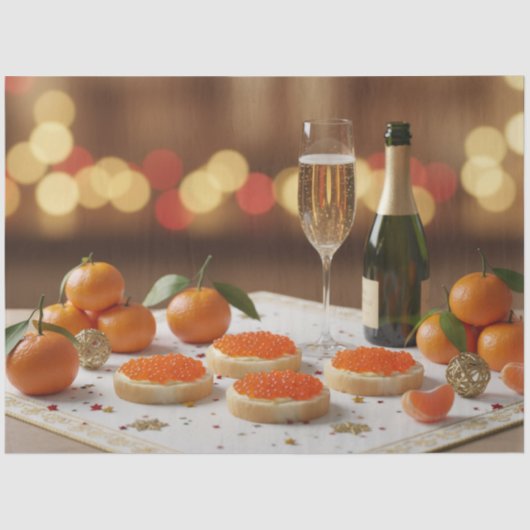 Red Caviar, Champagne, Tangerines, Festive Dinner 薄葉紙 (正面)