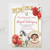 Red Charra Rose Girl Presentacion de 3 anos Invita 招待状 (正面)