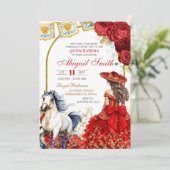 Red Charra Rose Quinceanera Invitation 招待状 (スタンド正面)