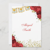 Red Charra Rose Quinceanera Invitation 招待状 (裏面)