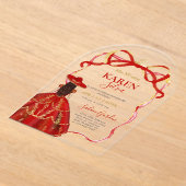 Red Charro Quinceanera Acrylic Invitation アクリル招待状 (レイダウン)