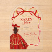 Red Charro Quinceanera Acrylic Invitation アクリル招待状 (正面)