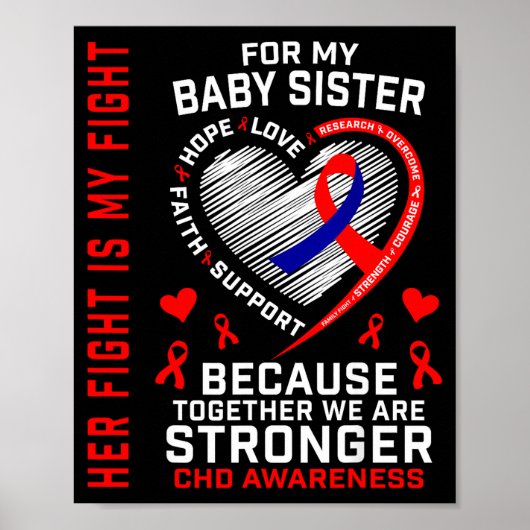 Red Chd Awareness Baby Sister Heart Disease Matchi ポスター (正面)