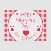 Red Check Red Hearts Valentine's Day 薄葉紙 (正面)