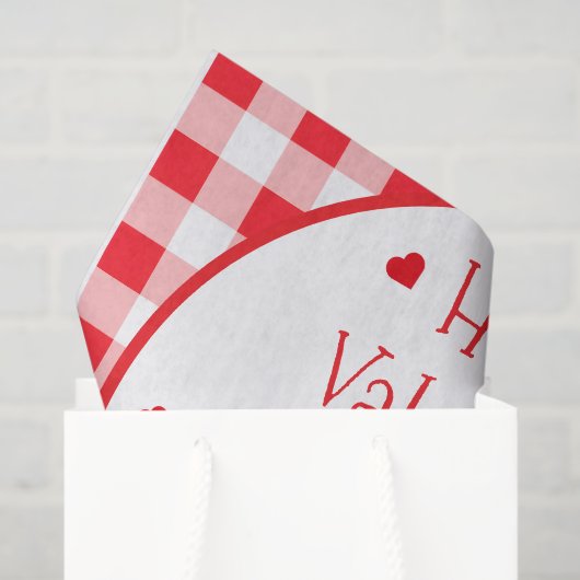Red Check Red Hearts Valentine's Day 薄葉紙 (ギフトバッグ)