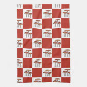 Red check with mushroom キッチンタオル (縦)