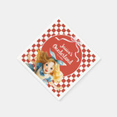 Red Checkered Alice in ONEDERLAND 1st Birthday スタンダードカクテルナプキン (角)