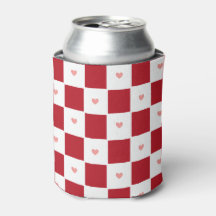 Red Checkered Love Can Cooler