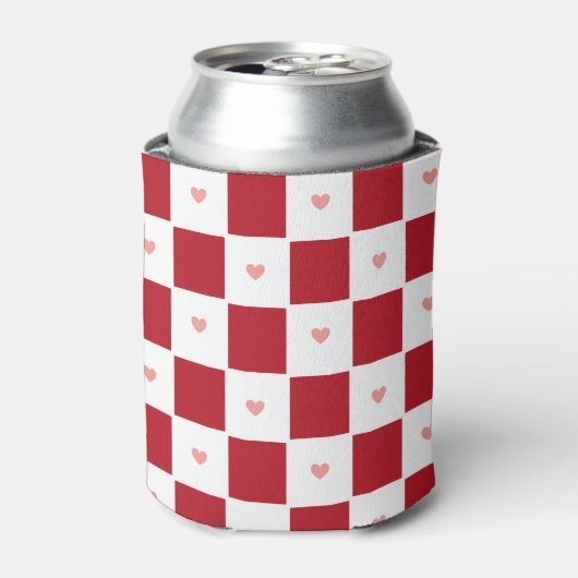 Red Checkered Love Can Cooler 缶クーラー (缶正面)