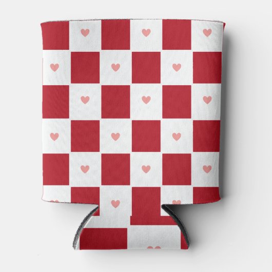 Red Checkered Love Can Cooler 缶クーラー (正面)