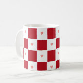 Red Checkered Love Mug コーヒーマグカップ (正面左)