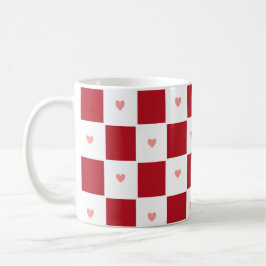 Red Checkered Love Mug コーヒーマグカップ