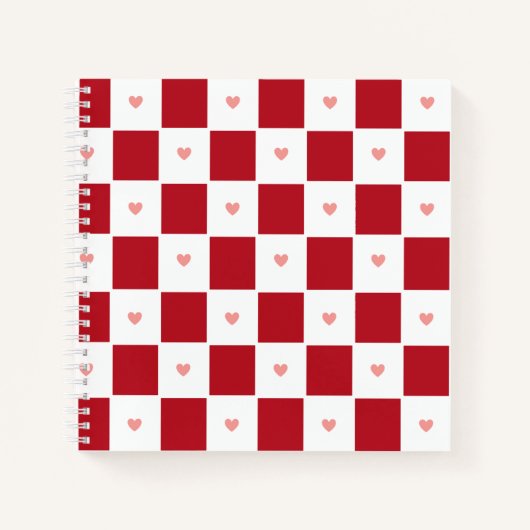 Red Checkered Love Notebook ノートブック (正面)