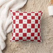Red Checkered Love Throw Pillow クッション (ブランケット)