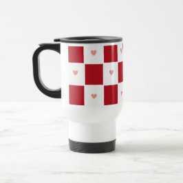 Red Checkered Love Travel Mug トラベルマグ