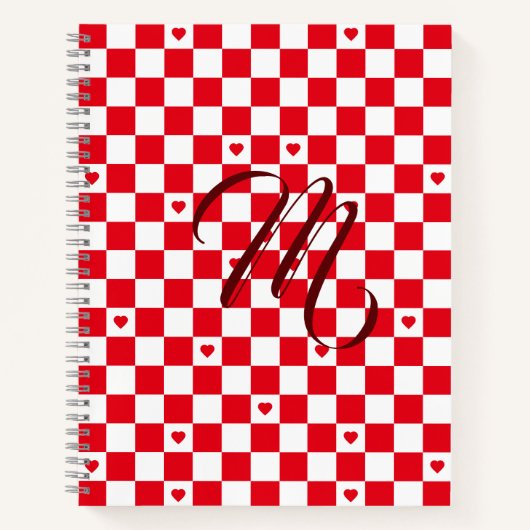 Red Checkered Pattern Background ノートブック (正面)