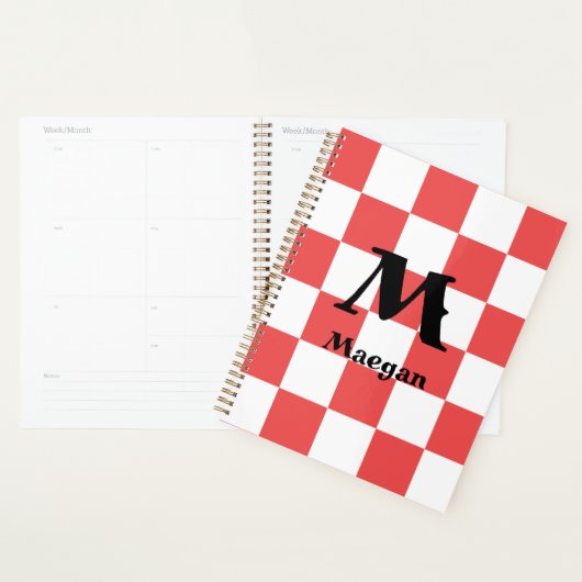 Red Checkered Pattern Background Planner プランナー手帳 (ディスプレー)