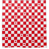 Red Checkered Pattern Background Shower Curtain シャワーカーテン (正面)