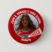 Red Cheerleader Photo High School Spirit Cheer 缶バッジ (正面)