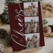 Red Cheers Minimal Modern Elegant Script Christmas シーズンカード