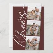 Red Cheers Minimal Modern Elegant Script Christmas シーズンカード (正面)