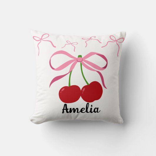 Red Cherries fruit pattern  クッション (正面)