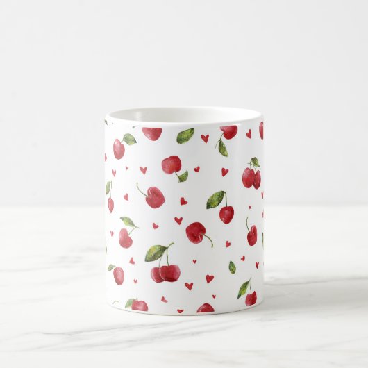 Red Cherries & Hearts Valentine's Day コーヒーマグカップ (中央)