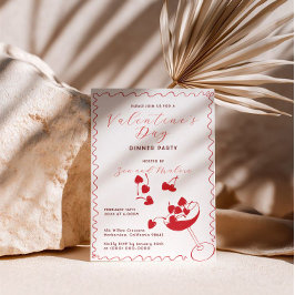 Red Cherries in Martini – Valentine’s Day Party 招待状