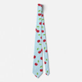Red Cherries on Baby Blue Polka Dots ネクタイ (正面)