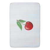Red Cherries on Blue Stripes Pattern バスマット (正面縦)