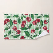 Red cherries on light green gingham バスタオルセット (ハンドタオル)