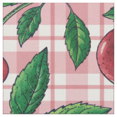 Red cherries on pink gingham ファブリック (クローズアップ)