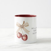 Red Cherries with Cream White Stripes Bow マグカップ (中央)