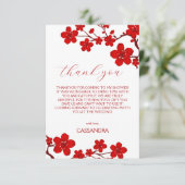 Red Cherry Blossom Floral Bridal Shower サンキューカード (スタンド正面)