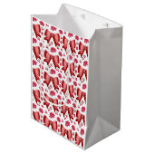 Red Cherry Bow Seamless Pattern Cute Coquette Gift ミディアムペーパーバッグ (正面アングル)
